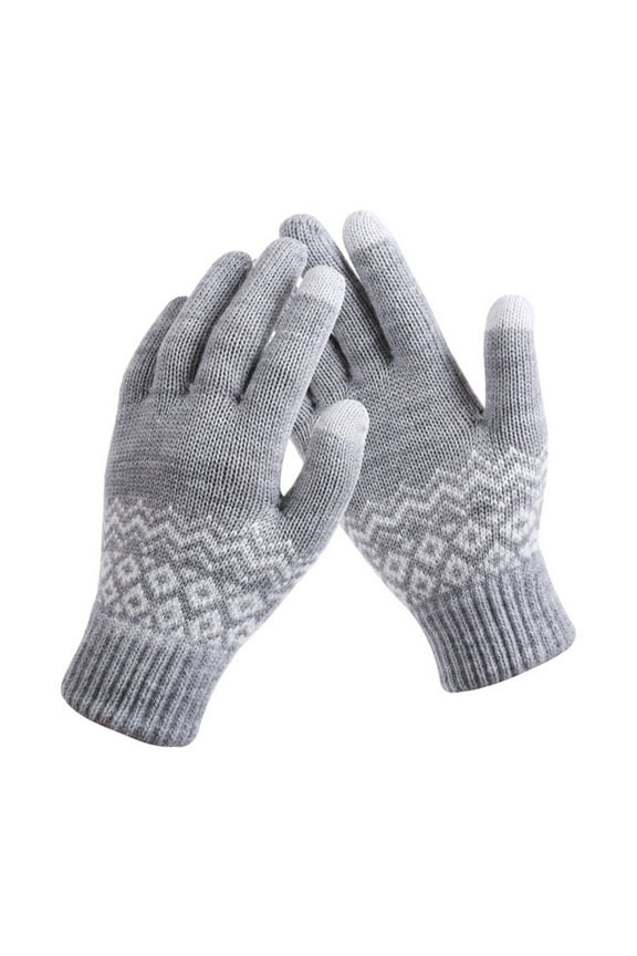 Mens And Womens Snowflake Print Gloves Creative Fashionable Touchscreen Knitted Gloves Thick Warm Winter Adult Gloves for Casual Wear Cold Weather Men Gloves