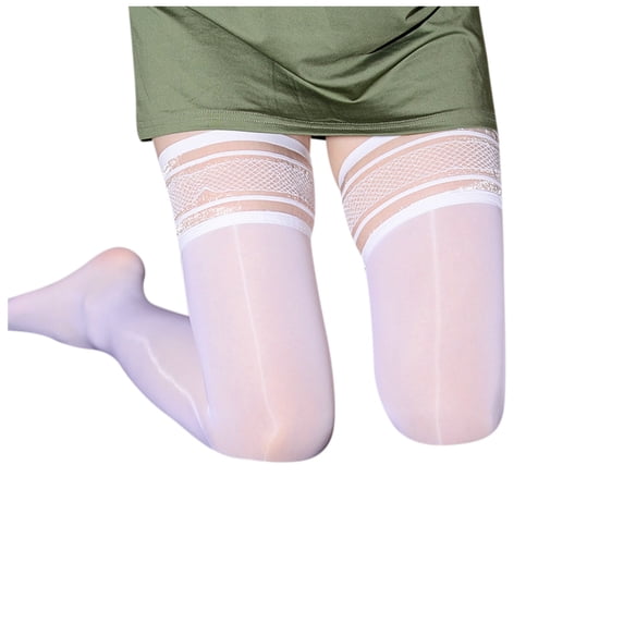 Mens Womens Socks 8D Colorful Shiny Glossy Lace Trim Thigh High Stockings Pilates Socks Compression Socks Men