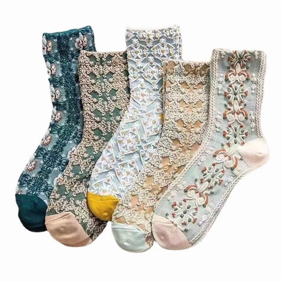 Mens Womens Socks Women Girls Floral Ruffle Pattern Cotton Fashion Socks Pilates Socks Compression Socks Men