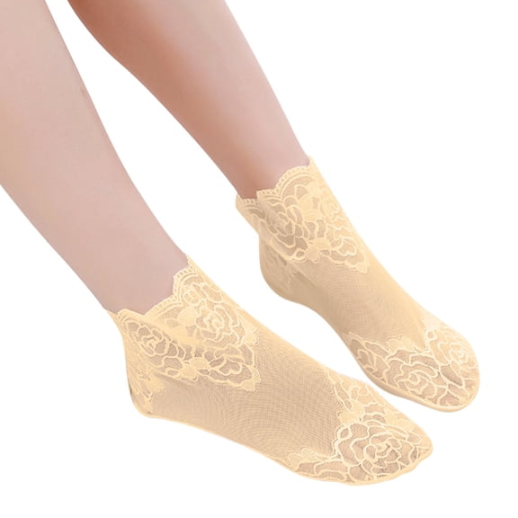 Mens Womens Socks Women Rose Lace Ruffle Non Slip Toe Socks Pilates Socks Compression Socks Men