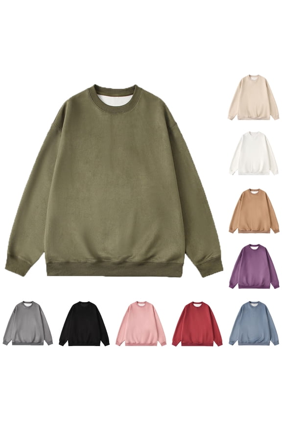 Mens Womens Soft Sweatshirt Comfy Cozy Pullover Casual Work Wear Gym Sport Jumper Unisex Plain Long Sleeve Sweatshirts Fleece Soft Longe Wear Cotton Autumn Winter Loose Sweater