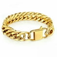 thumbnail image 1 of Mens Womens Stainless Steel Silver/Gold Cuban Curb Chain Bracelet Bangle 9-21MM, 1 of 9