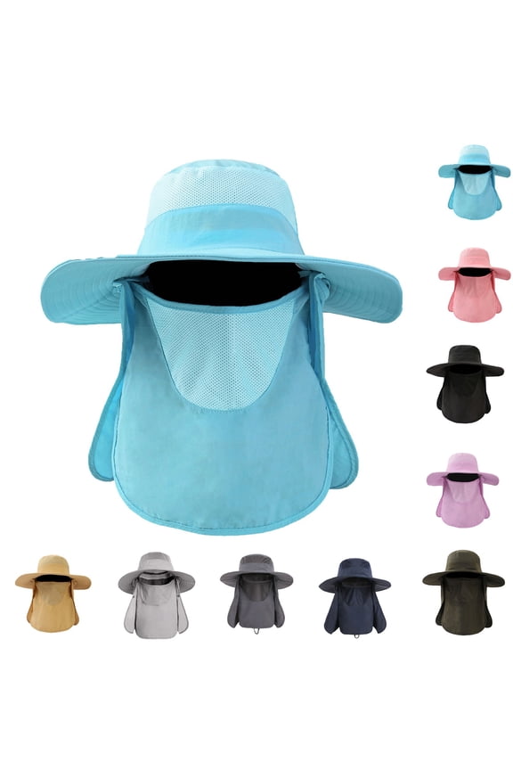 Mens Womens Sun Hat Wide Brim Breathable Outdoor Hiking Fishing Cap Adjustable Summer UV Protection