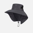 thumbnail image 1 of Mens Womens Sun Protection Hats with Neck Flap Wide-Brim Bucket-Hat Unisex Casual Solid Color Breathable Hiking Fishing Fisherman Cap, 1 of 3