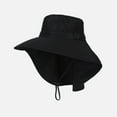 thumbnail image 1 of Mens Womens Sun Protection Hats with Neck Flap Wide-Brim Bucket-Hat Unisex Casual Solid Color Breathable Hiking Fishing Fisherman Cap, 1 of 2