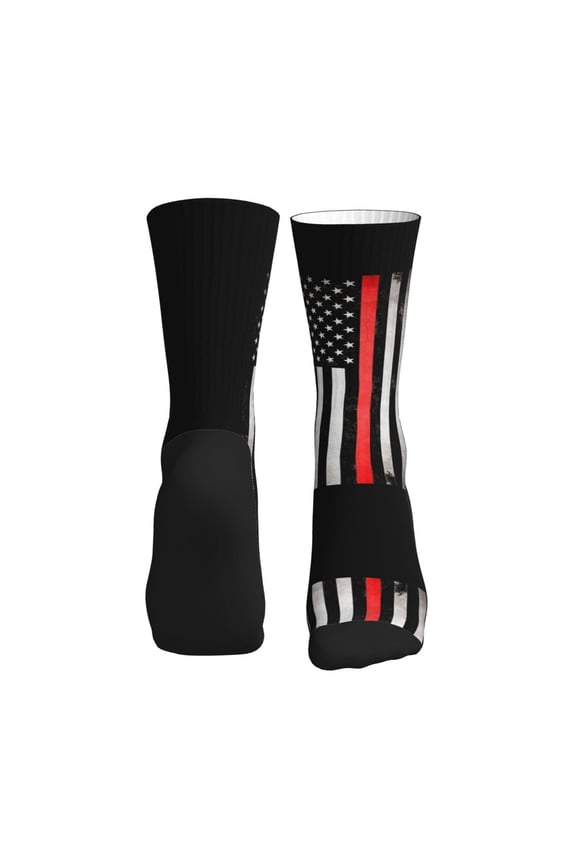 Mens Womens Thin Red Line Flag Fireman Funny Funky Crazy Novelty Colorful Dress Socks