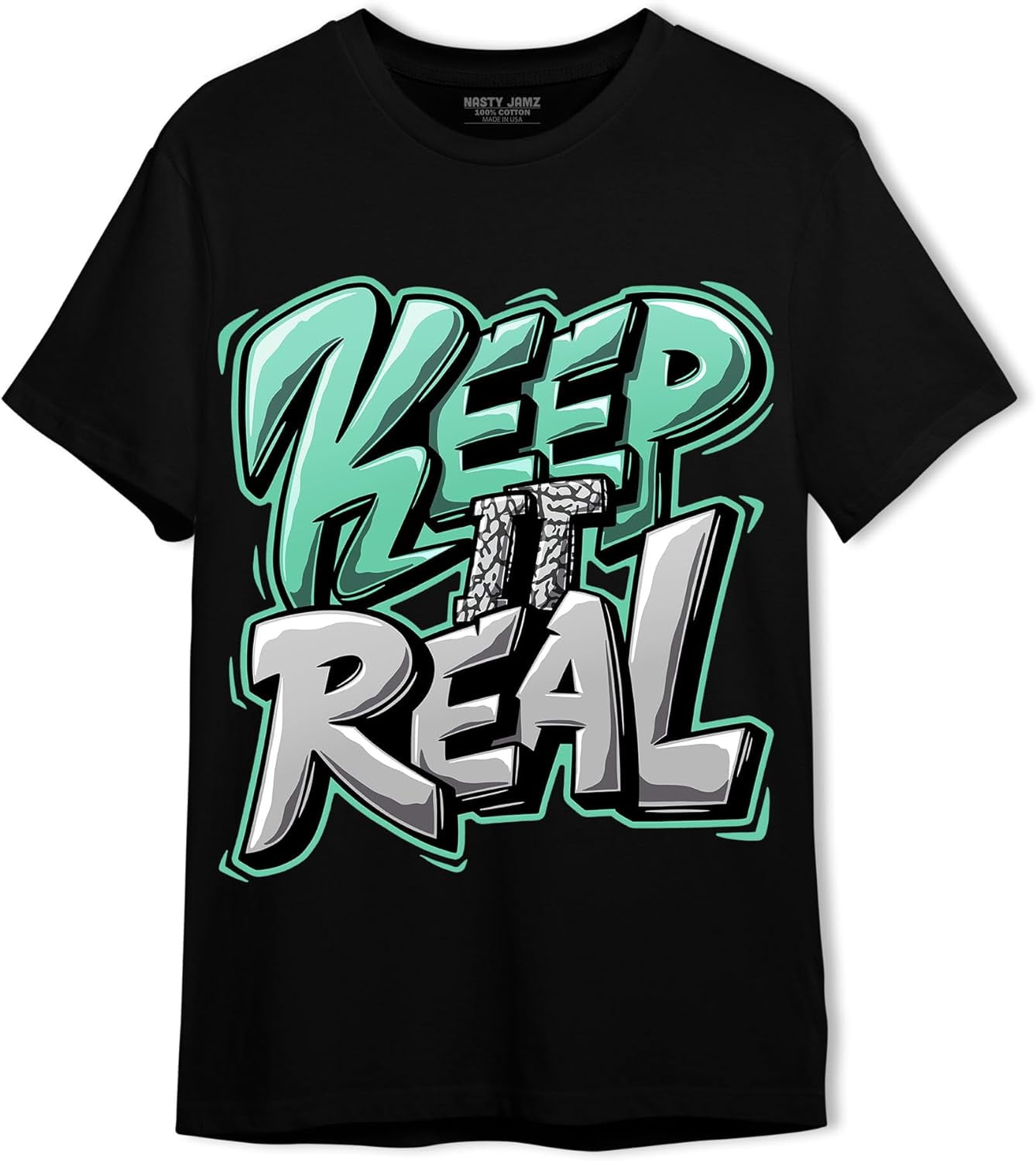 Mens Womens Unisex Keep Real Graphic Tee Match AJ 3s Green Glow Urban Clothing Black 5X Large Walmart