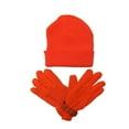 thumbnail image 1 of Mens/Womens Warm Beanie Winter Hat & Glove Set, Neon Colors / Camouflage (ORANGE), 1 of 1