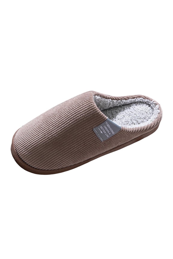 Mens Womens Warm Plush House Slippers Soft Sole Non Slip Indoor Slippers Memory Foam Bedroom Slide Shoes Brown Size 10