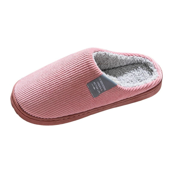 Mens Womens Warm Plush House Slippers Soft Sole Non Slip Indoor Slippers Memory Foam Bedroom Slide Shoes Pink Size 10