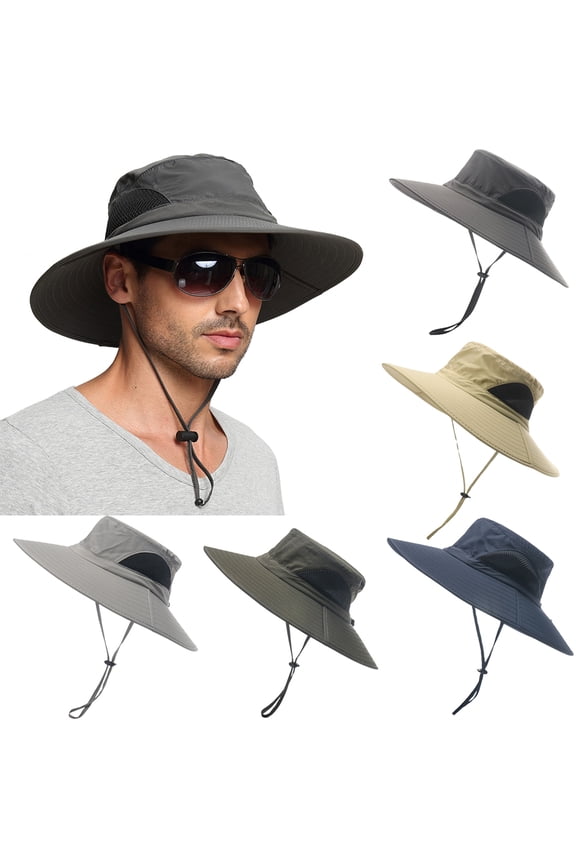 Mens Womens Wide Brim Hat Waterproof Wide Brim Sun Hat UV Protection Fishing/Hiking/Light Grey
