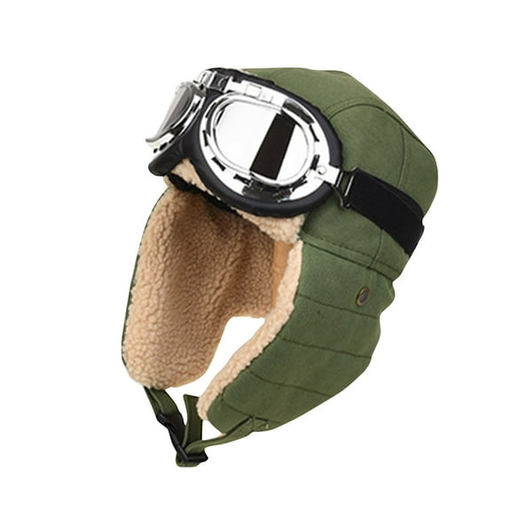 Mens Womens Winter Hats Leather Hunting Trapper Cap with Earflap Boys Girls Windproof Warm Sherpa Fleece Lined Hat for Outdoor Ski Snow