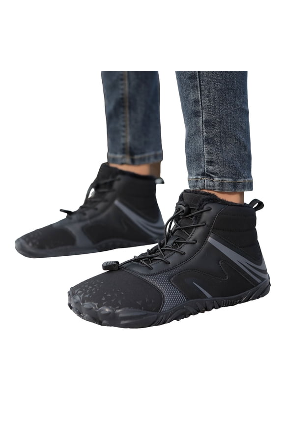 Mens Womens Winter Hiking Boots Wide Toe Box Minimalist Barefoot Snow Booties Zero Drop Outdoor Slip on Ankle Sneakers