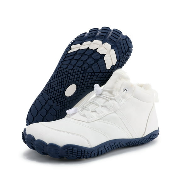 Mens Womens Winter Hiking Boots Wide Toe Box Warm Snow Boots Minimalist Barefoot Boots Zero Drop Sole Waterproof Non-Slip Ankle Booties