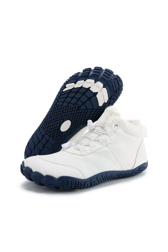 Mens Womens Winter Hiking Boots Wide Toe Box Warm Snow Boots Minimalist Barefoot Boots Zero Drop Sole Waterproof Non-Slip Ankle Booties