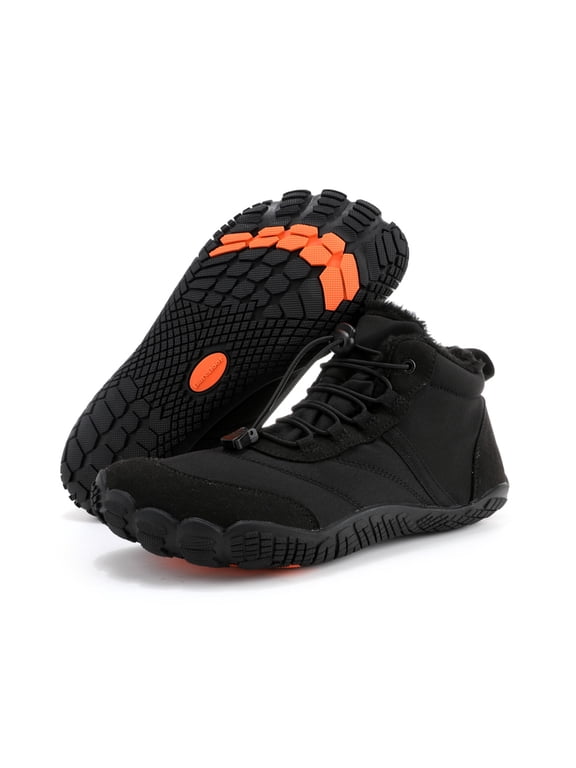 Mens Womens Winter Hiking Boots Wide Toe Box Warm Snow Boots Minimalist Barefoot Boots Zero Drop Sole Waterproof Non-Slip Ankle Booties