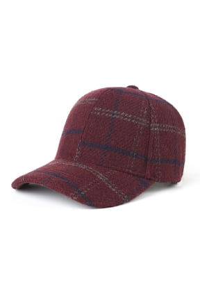 Mens Womens Woolen Baseball Cap Adjustable Sun Protection Snapback Hats Unisex Casual Plaid Printed Breathable Going-Out Ball Hat
