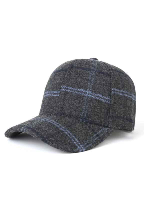 Mens Womens Woolen Baseball Cap Adjustable Sun Protection Snapback Hats Unisex Casual Plaid Printed Breathable Going-Out Ball Hat