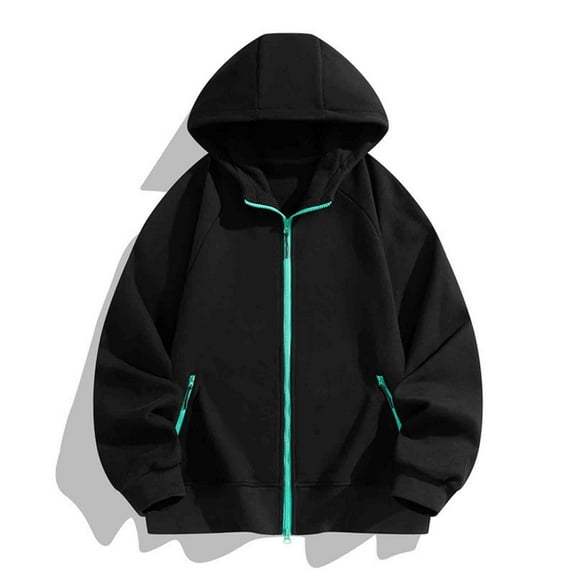 Mens Womens Zip Up Hoodies with Pockets Long Sleeve Fleece Lined Sweatshirts Couples Casual Solid Color Thermal Warm Athletic Workout Jackets & Coats