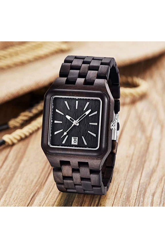 Mens Wood Watch - High-Precision Multifunctional Movement, Stylish Quartz Wrist Watch with Accurate Timekeeping, Exquisite Full Wood Construction, Elegant Timepiece for Men