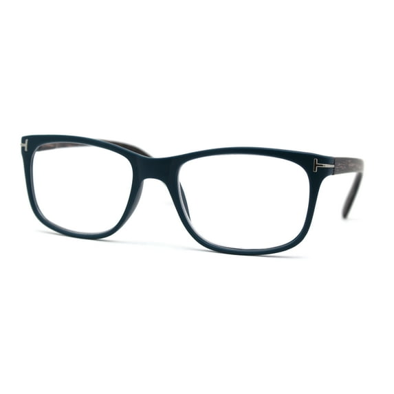 Mens Woodgrain Arm Rectangle Plastic Reading Glasses Green Pink Wood +1.5