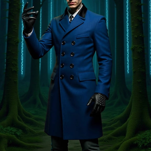 Mens Wool Blend Casual Trench Coat Notched Collar Lapel Long Jacket Peacoat Double Breasted Classic Winter Overcoat