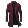 thumbnail image 1 of Mens Wool Blend Coat Winter Trench Coats Notched Lapel Collar Single Breasted Overcoat Classic Peacoat Warm Jacket With Pockets, 1 of 6