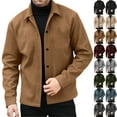 thumbnail image 1 of Mens Wool Blend Jacket Casual Button Up Lapel Coat Lightweight Fall Fashion Jackets Trendy Outfits, 1 of 5