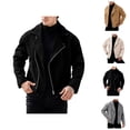 thumbnail image 1 of Mens Wool Blend Jacket Fall Winter Long Sleeve Loose Casual Notch Collar Zip Up Jackets Coat Outerwear with Pockets, 1 of 9