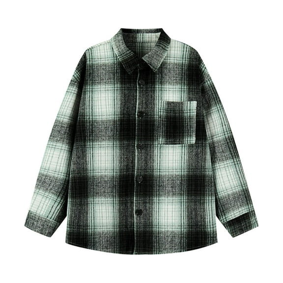 Mens Wool Shirts Big & Tall M-5XL Long Sleeve Plus Size Shackets Tshirts Button-Down Collared Plaid Printed Comfort Lapel Tops with Pocket
