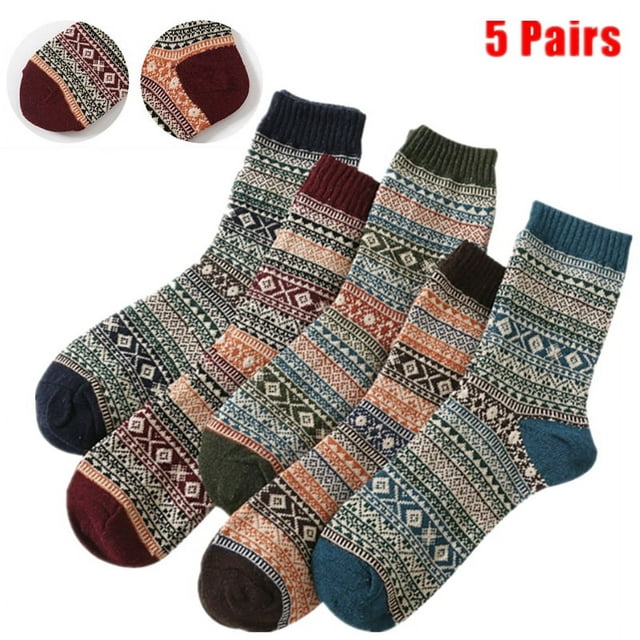 Mens Wool Socks Thick Heavy Thermal Fuzzy Warm Winter Crew Socks for