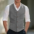 thumbnail image 1 of Mens Wool Suit Vests with Pockets Sleeveless Waistcoats Slim-Fit Button Up V Neck Solid Color Dress Business Work Outerwear Vest, 1 of 8