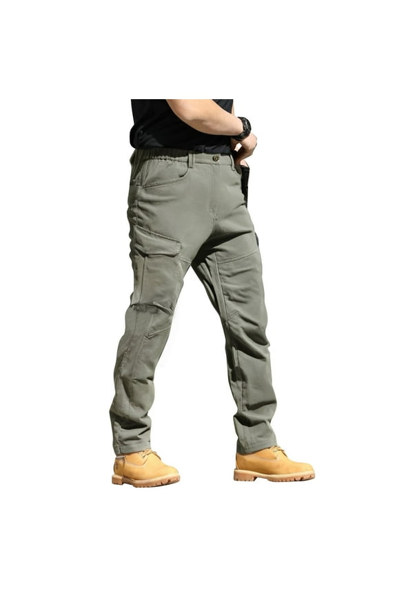 Mens Work Cargo Pants Water Resistant Stretch Waistband Cargo Pants with Pockets Quick Dry Joggers Lightweight Durable Ripstop Military Big and Tall Cargo Trousers,Green XL