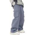 thumbnail image 1 of Mens Work Cargo Pants Wide Leg Baggy Pants Multi Pockets Drawstring Casual Barrel Trousers 2XL, Blue, 1 of 6