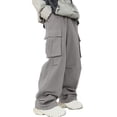 thumbnail image 1 of Mens Work Cargo Pants Wide Leg Tactical Baggy Pants Multi Pockets Drawstring Casual Barrel Trousers XL, Gray, 1 of 6