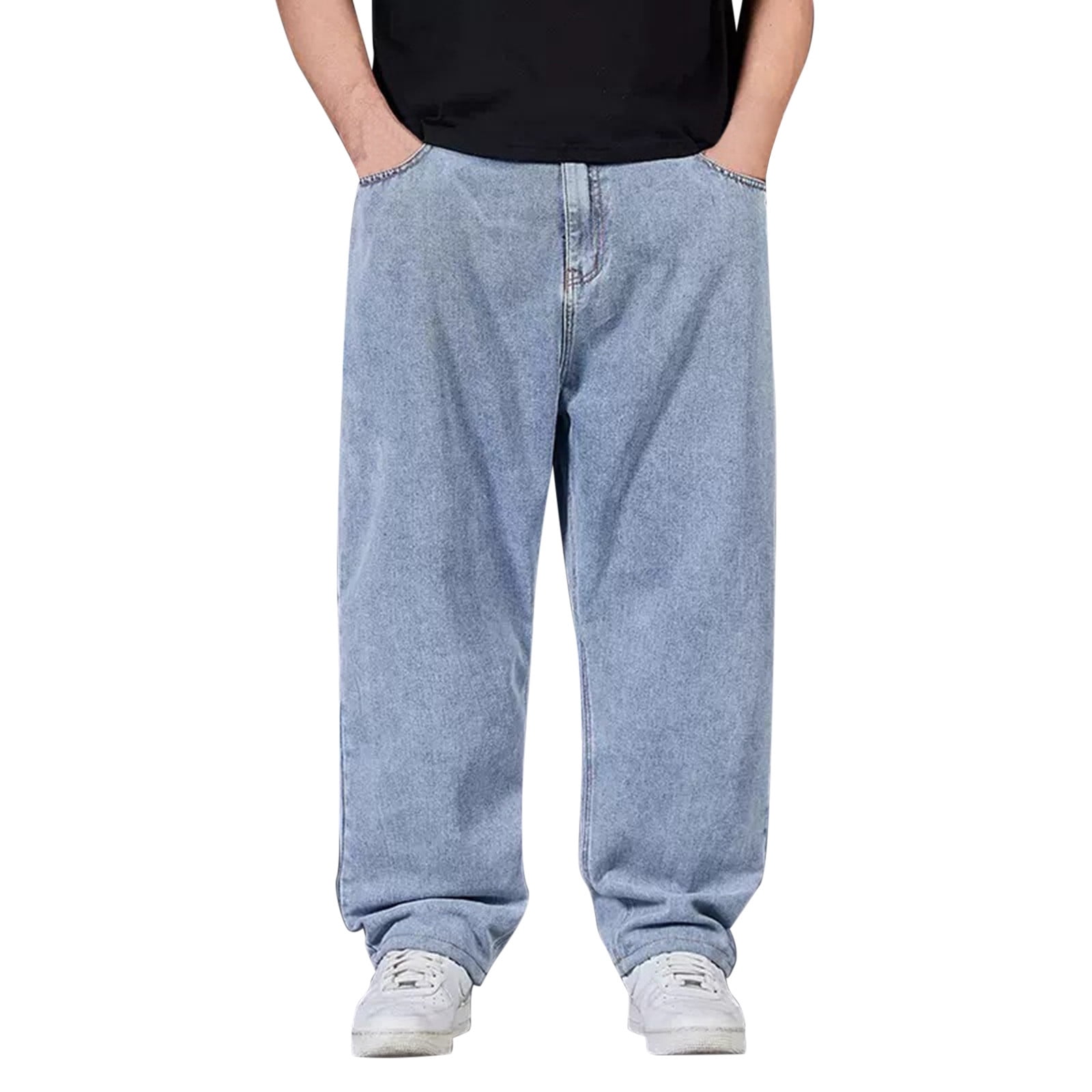 Men's Full Size Washed Wide Leg Jeans Plus Size