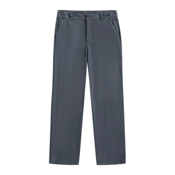 Men's Casual Pants Business Casual Middle Waist Button Up Pants With Pockets Solid Color Straight-leg Pants Spring/Summer Pants for Men