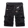thumbnail image 1 of Mens Work Pants Men Casual Solid Fashion Zipper Button Pockets Cropped Cargo Shorts Shorts for Work Men Black L, 1 of 3
