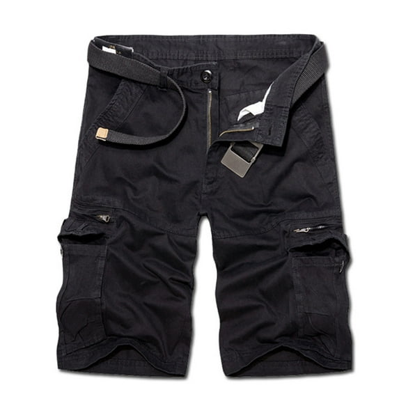 Mens Work Pants Men Casual Solid Fashion Zipper Button Pockets Cropped Cargo Shorts Shorts for Work Men Black L