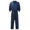 thumbnail image 1 of Mens Work Pants Men's Button Overalls Lapel Solid Color Jumpsuit Suit Thin Breathable Suit Work Pants for Men Construction Dark Blue XL, 1 of 8