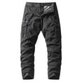 thumbnail image 1 of Mens Work Pants, Men's Drawstring-Waist Regular-Fit Cargo Jogger Casual Relaxed Fit Straight Leg Pant Work Pants with Pockets Black XXXXL, 1 of 2