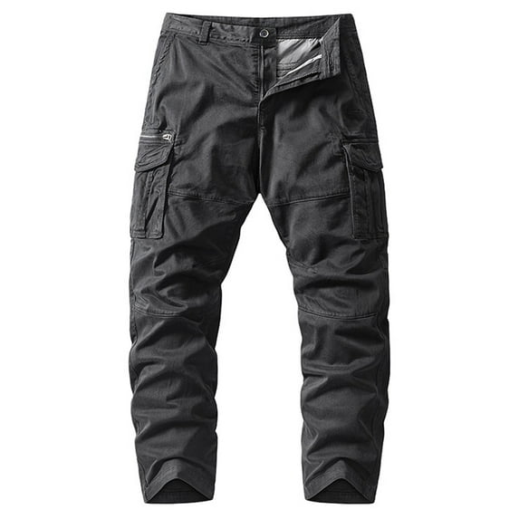 Mens Work Pants, Men's Drawstring-Waist Regular-Fit Cargo Jogger Casual Relaxed Fit Straight Leg Pant Work Pants with Pockets Black XXXXL