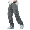 thumbnail image 1 of Mens Work Pants Relaxed Fit Baggy Cargo Pants for Men Casual Stretch Elastic Drawstring Parachute Pants Loose Fit Joggers with Multi Pockets, 1 of 8