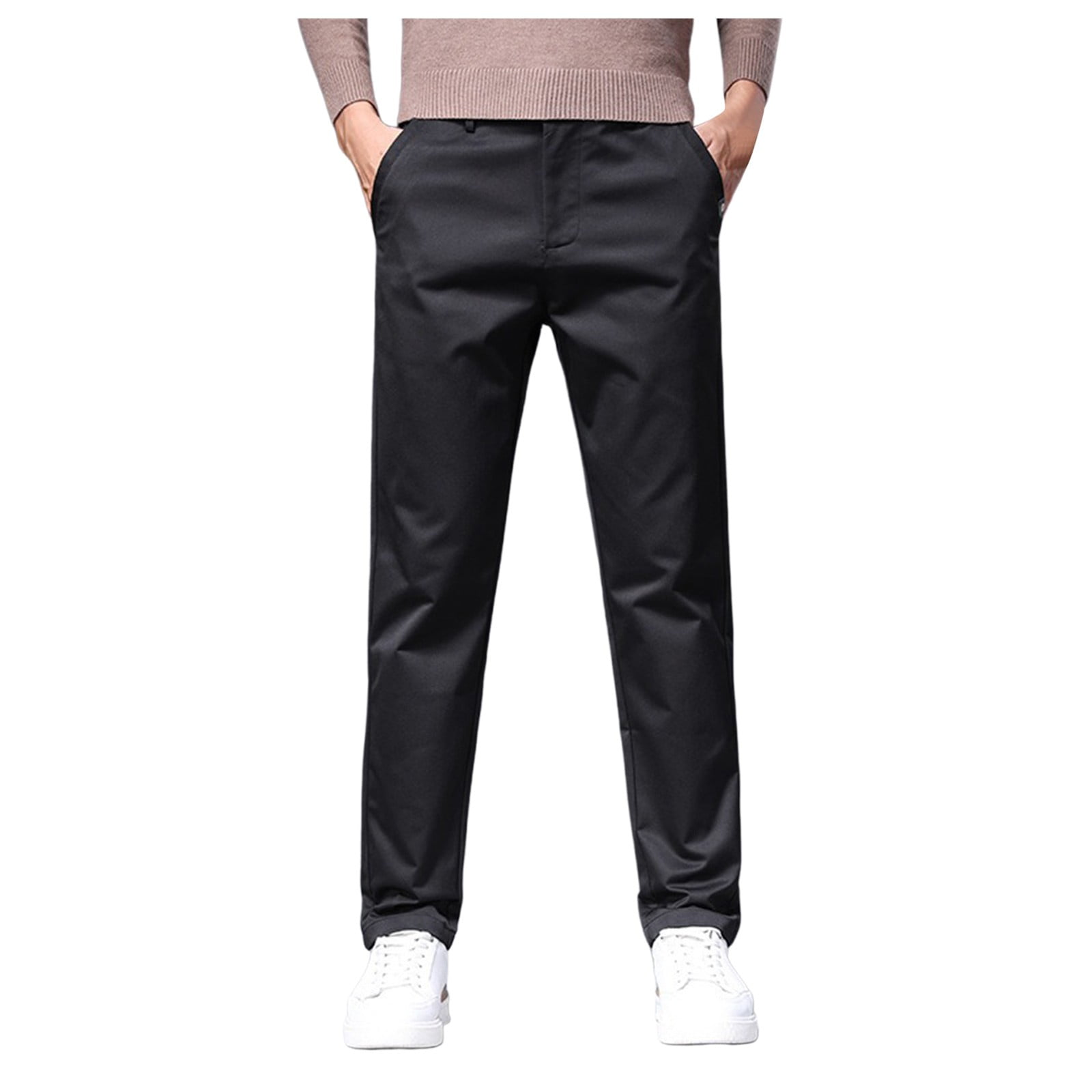 Mens Work Pants Slim Fit Solid Casual Joggers Pants Lightweight Cargo
