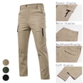 thumbnail image 1 of Mens Work Pants Water Resistant Ripstop Elastic Waist Outdoor Breathable Cargo Pants with Muti Tool Pockets Size XS-2XL Khaki, 1 of 8