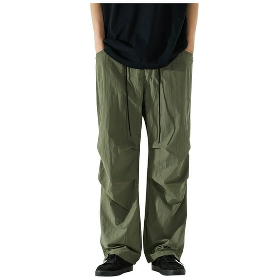 Mens Pants Wide Leg Paratrooper Ice Silk Workwear Pants Thin And Loose Fitting Casual Drying Long Pants Regular Straight Pant for Men