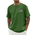 thumbnail image 1 of Mens Work Shirt Print Short Sleeve Crew Neck Comfort Couple Shirts,Dark Green,2XL, 1 of 4