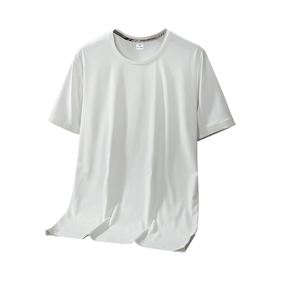 Mens Work Shirt Sports Short Sleeve Fast Silk Sports Gym Activity Wicking Compression Shirt Men,White,2XL
