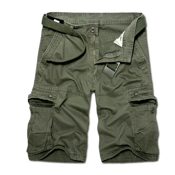 Mens Work Shorts Men Casual Solid Fashion Zipper Button Pockets Cropped Cargo Shorts Cargo Work Shorts Green L