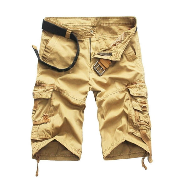 Mens Work Shorts Men's Cargo Shorts Multi Pockets Relaxed Summer Beach Shorts Pants Mens Work Cargo Shorts Khaki XL